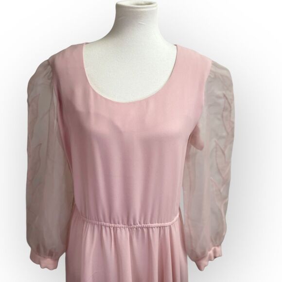 Vintage 1960’s Parnes Feinstein 3/4 sleeves pink midi dress. Retro party prom - Picture 4 of 11